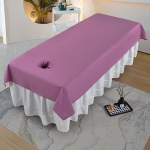 Effen Kleur Beautybedhoes, Massagebedhoes Met Gezichtsgat, Zachte Wasbare SPA-massagetafelhanddoek Geschikt For Salons, SPA En Therapeuten(Purple,230cmx120cm)