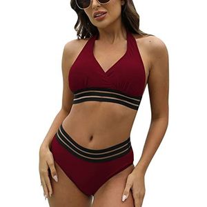 Bikinizwempak met V-hals, Tweedelige Tailleband van Mesh-zwempak voor Rugloos Baden in de Spa (L)