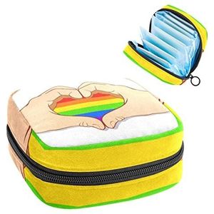 Kleurrijke hartvormig,Periode Pouch Draagbaar,Tampon Opbergtas,Tampon Houder voor Portemonnee Vrouwelijke Product Organizer, Meerkleurig, 4.7x6.6x6.6 in/12x17x17 cm