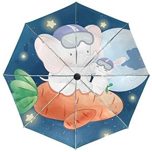 Schattige Bunny Baby Olifant Paraplu Automatisch Opvouwbaar Auto Open Sluiten Paraplu's Winddicht UV-bescherming voor Mannen Vrouwen Kinderen