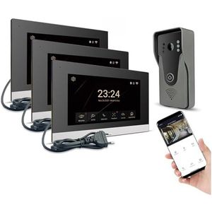 Walkie-talkie, 1080P video-intercomsysteem, draadloze intelligente videodeurbel for thuis, één oproeppaneel + twee schermen(H-R6-P356B-3M503BA-B)