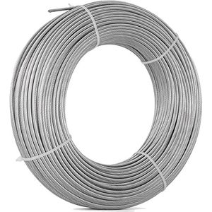 Roestvrijstalen kabel, 304 roestvrij stalen staalkabel 7x7 streng 0,3 cm 1/8 inch zilver diverse maten(65M/213.3Ft)