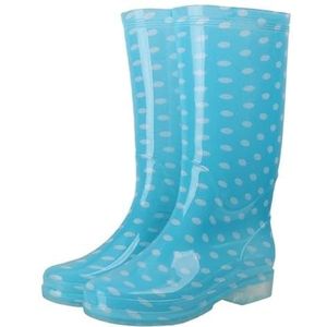 Tuinschoenen for dames, waterdichte regenlaarzen for dames - comfortabel interieur, brede kuitlaarzen for dames - gemakkelijk aan en uit te trekken(Blue white dots_40)