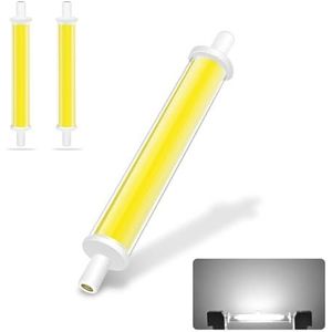 R7S LED lampen 118mm, dimbaar, Cool white 6000K, 7,7w gelijk aan 60W halogeenlamp, AC220V 850lm, geen flikkering, COB flip-technologie, werking bij lage temperatuur