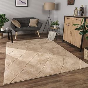 Vloerkleed Woonkamer Laagpolig Boho Patroon Scandinavisch 3D Modern, Maat:200x280 cm, Kleur:Beige 2