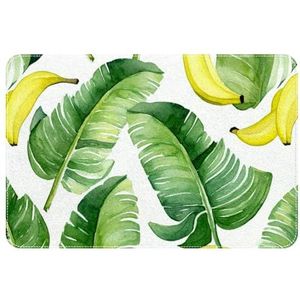 YTYVAGT Vloerkleden voor woonkamer, wasbaar tapijt, slaapkamertapijt, felgele bananen en groene bladeren, 24 x 16 inch