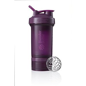 BlenderBottle ProStak Protein Shaker met BlenderBall met 2 containers 150 ml en 100 ml, 1 pillendoos, optimaal voor eiwitten, dieet en fitness shakes, schaal tot 450 ml, lila (650 ml)