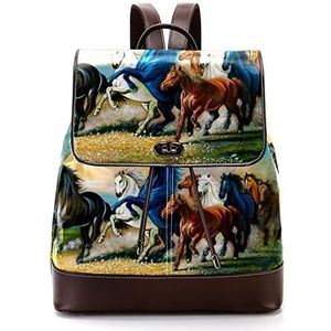 Gepersonaliseerde casual dagrugzak tas voor tiener reizen business college paard patroon, Meerkleurig, 27x12.3x32cm, Rugzak Rugzakken