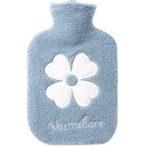 Warmwaterkruik met hoes, 500 ml, klein, draagbaar, mini, geweldig cadeau voor vrouwen, senioren en kinderen (blauw)