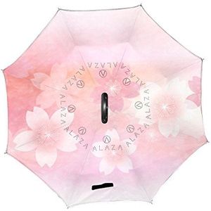 Jeansame Omgekeerde Paraplu's Dubbele Laag Winddichte Paraplu met C vormige Handvat voor Auto Gebruik Mannen Vrouwen Roze Bloemen