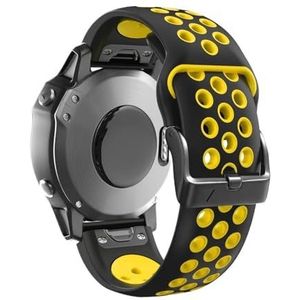 22 26mmQuickFit Siliconen Horlogeband fit for Garmin Instinct 2X Solar Strap Instinct 2 Fenix ​​7 7X 6 6X Horlogeband Armband Accessoires (Color : Black yellow, Size : 22mm Fenix 5 5Plus)