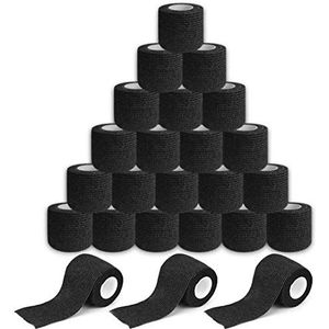 Tattoo Grip Tape Wrap - Rayyl 24PCS Black Tattoo Grip Cover Tape Zelfklevende elastische cohesieve verbandrol, handgreep voor tatoeage-machine Gripaccessoires Tatoeage benodigdheden