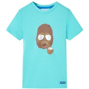 Kindershirt met korte mouwen 128 zeeblauw, kinderkleding, meisjeskleding, leuke kinderkleding, jongenskleding, hippe kinderkleding