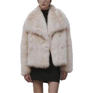 Dvbfufv Vrouwen Winter Mode Jas Vrouwen Straat Luxe Turn-Down Kraag Faux Jas Vrouwelijke Jassen, 1, S