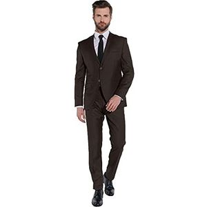 Steffen Klein 2-delig slim fit businesspak smoking 2-knopen colbert, bruin, 48