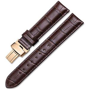 horlogebandjes, lus horlogebandje, Horlogebanden Kalfsleer Band Armband Zwart Bruin 14mm 16mm 18mm 20mm 22mm Horlogeband riem Horlogeband (Color : Brown Brown ros Gold, Size : 16mm)