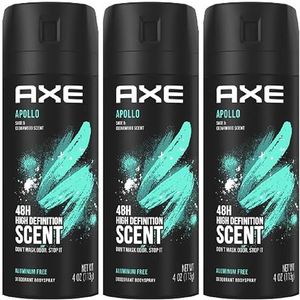3x AXE Deodorant/Bodyspray Men / 0% aluminium - Apollo - Sage & Sandalwood geur - 150 ml