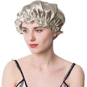 Zijden Haar Wrap Voor Slapen 100 Zijden Slaap Cap Voor Vrouwen Haar Bonnets Hoofd Cover Haaruitval Hoeden Luxe Zijden Mutsen Nacht Haar Wrap Moerbei Zijde, Kahki 2, M 56-58CM