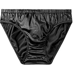 SilRiver Heren Zijde Satijnen Slips Bikini Ondergoed Bulge Verbeterende Slipje, Zwart, S