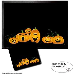 1art1 Halloween, Grinning Pumpkins Parade Deurmat (70x50 cm) + Muismat (23x19 cm) Cadeauset