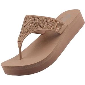 Skechers Vinyasa Paisley Wave Teenslippers voor dames, bruin, 41 EU