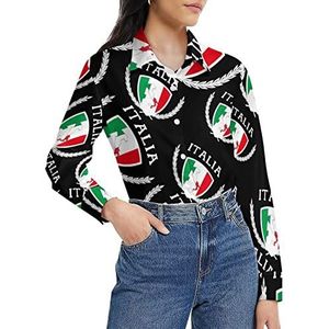 Italia Italië Italiaanse kaart vlag dames shirt lange mouwen button down blouse casual werk shirts tops 5XL