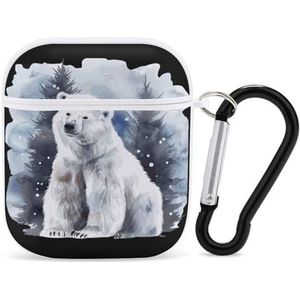Pola Beer Aquarel Leuke Case voor AirPods 2&1 Schokbestendige Beschermende Hoofdtelefoon Gevallen Cover Met Sleutelhanger Voor Mannen Vrouwen