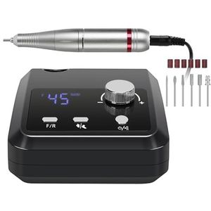 45000RPM Nagelboormachine Professionele Nageldraaibank met Groot LCD-scherm Elektrische Manicurepolijstmachine Nagelschuurmachine Nagelkunst(Black Set,AU)