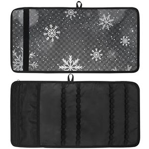 Potlood Wrap, Reizen Tekening Kleurpotlood Roll Organizer voor Artiest, Potloden Pouch Case Grijs Snowflake-01