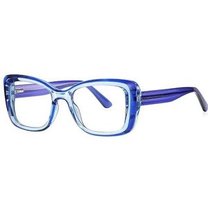 Halloween-cadeau Modieuze montuur, Unisex titanium brilmontuur met veerscharnier en blauwe lenzen in meerdere kleuren(Blue)