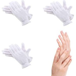 3 paar witte katoenen handschoenen - cosmetica vochtinbrengende voor droge handen,neurodermitis,schoonheid,eczeem,munt,sieraden zilveren inspectie katoen jersey hydraterende handschoenen- Unisex