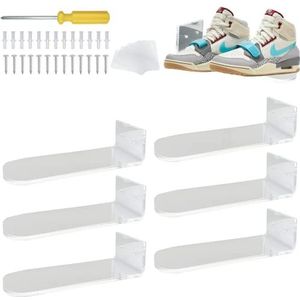 A&H Zier 6 Pack Schoen Display Plank Drijvende Schoen Plank voor Sneakers Display Wandmontage Schoen Drijvende Plank Acryl Drijvende Schoen Plank Schoenen Rack voor Showcase