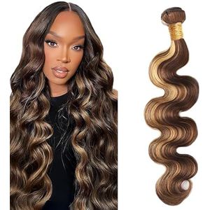 Lakaisa Body Wave Human Hair Bundles Blonde 100% Unprocessed Brazilian Remy Hair P427 Highlight Real Hair Extensions Sew in Hair 1 Bundle No Smell for Woman 32 Inch