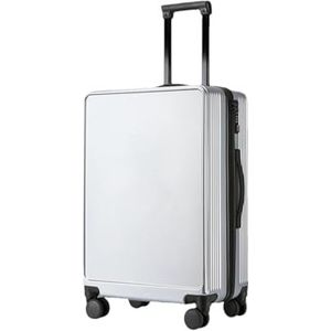 Aluminium Frame Rolling Koffer Grote Capaciteit Mode Trolley Case Business Boarding Box Reizen Spinner Bagage, Zilvergrijze rits, 20 inch