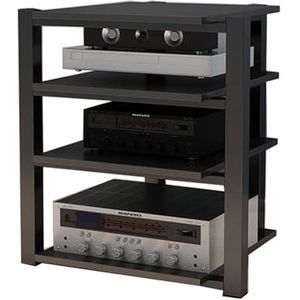 Media-opslagkast 4-laags Platenspelerstandaard Stereo-componentopslagkast For AV-versterker/draaitafel/Skybox/printer(Black)