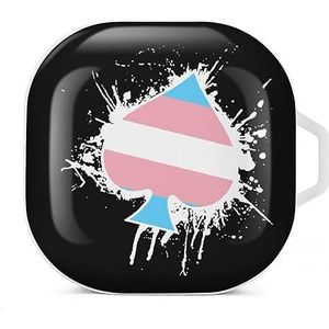 Transgender vlag schoppen aas poker oortelefoon hoesje compatibel met Galaxy Buds/Buds Pro schokbestendig hoofdtelefoon hoesje wit stijl