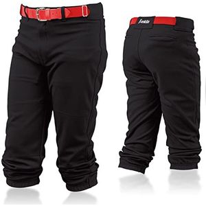 Franklin Sports Youth Baseball + Softball Pants - Knee High Black Baseball Pants for Kids - Boys + Girls Knicker Style Baseball + Softball Pants with Belt Loop - Black - Youth Large