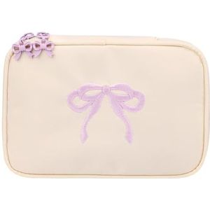 Generic Reizen Make-uptas met Patroon Waterdichte Draagbare Make Up Tassen Huidverzorging Borstel Organizer Zakjes Leuke Make-up Organizer voor Vrouwen, Paars, 185.00x125.00x70.00mm/7.28x4.92x2.76inch