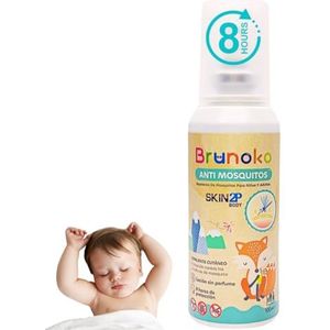 Antimuggen Baby Lotion Anti-Muggen en Anti-Bedwantsen - Geschikt voor lichaam en gezicht van baby's, 8 uur bescherming tegen tijgermuggen, alcoholvrij (Zonder Parfum) - Brunoko & PSA Skin 2P