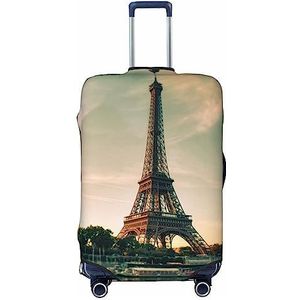 BONDIJ Grijze Parijs Eiffeltoren Bagage Covers Reizen Stofdichte Koffer Cover Voor 18-32 Inch Bagage, Zwart, M