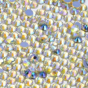 SS6-SS20 1440 stuks/zak hotfix glazen ronde strass steentjes trouwjurk decoratie kristal voor nail art diy accessoires-lichtgeel AB-SS8(2.3-2.5mm)-1440 stuks