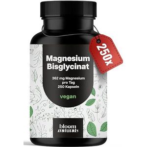 Magnesium bisglycinaat hooggedoseerd - 250 capsules - 362 mg magnesiumglycinaat per dag, hoge biologische beschikbaarheid - veganistisch & geproduceerd in Duitsland - laboratoriumgetest