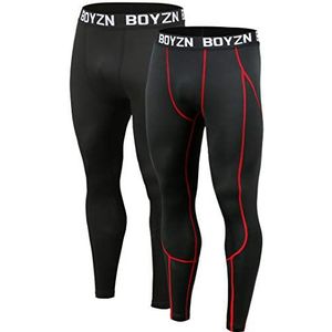Boyzn Compressiebroeken voor heren, 1 of 2 stuks, functioneel ondergoed, sportleggings voor heren, hardloopbroek, onderbroek, lange panty, fitnesslegging met zakken/zonder zak, voor hardlopen,