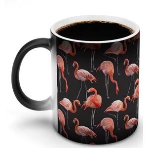 Roze Flamingo Pas Magische Warmte Veranderende Mok Keramische Cup Koffie Mokken Warmtegevoelige Grappige Gift aan