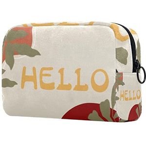 Make-up tas,draagbare cosmetische tas,hallo en planten,Travel Makeup Case Organizer voor vrouwen met handvat