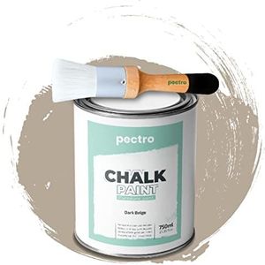 Krijtverf voor Meubels 750ml + speciale Houtborstel Pack - Meubelverf zonder schuren - Houtverf - Effect Krijtkleuren (DONKER BEIGE)