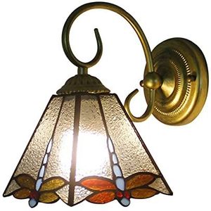 Barokke Wandlampen Tiffany -Stijl Treffen, Getinte Glazen Wandlicht, Vintage Mediterrane Wandlampen Voor Slaapkamer, Woonkamer, Gangpad