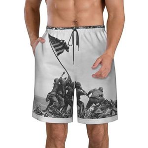 PHTZEZFC United States Marine Print strandshorts voor heren, lichtgewicht, sneldrogend, zwembroek met trekkoord en zakken, Wit, XL