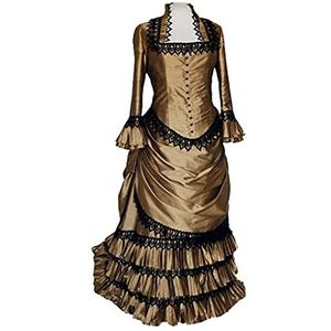 Fortunehouse Steampunk Victoriaanse gotische cosplay kostuum, Victoriaanse bustle jurk, jurk, kostuum, Edwardiaanse jurk, goud, M