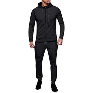 KEERADS Herren Joggingpak heren trainingspak fitness vrije tijd sportpak sportkleding set jas met capuchon en zakken hoodie broek voor gym warm tracksuit